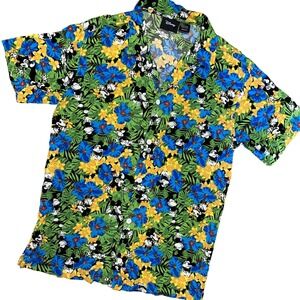 Disney Hawaiian Shirt Rayon Mens Small Mickey Mouse Green Cruise Vacation Island